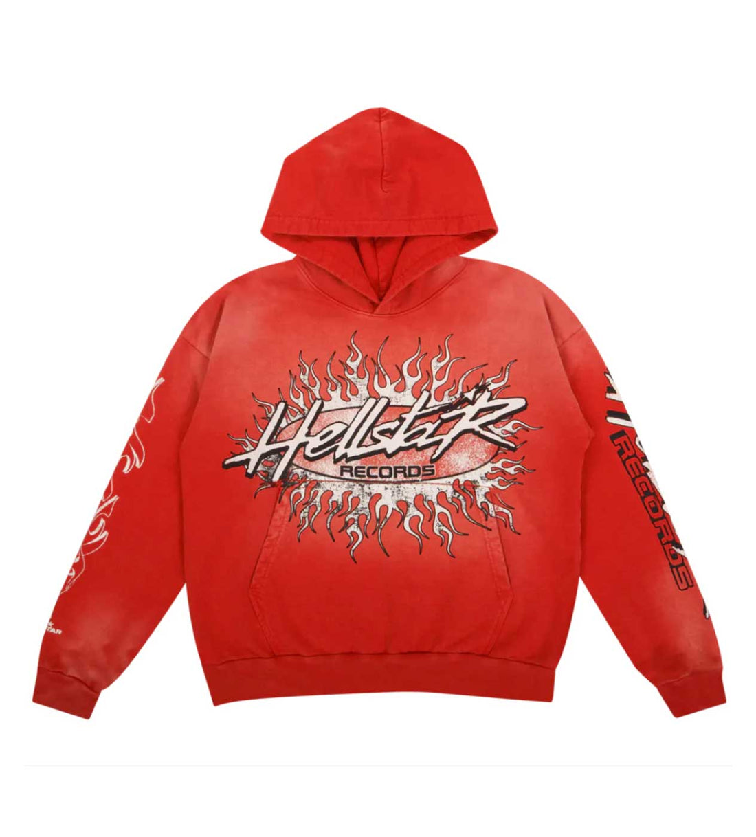 Product Image Of Hellstar Records Hoodie Red Front View