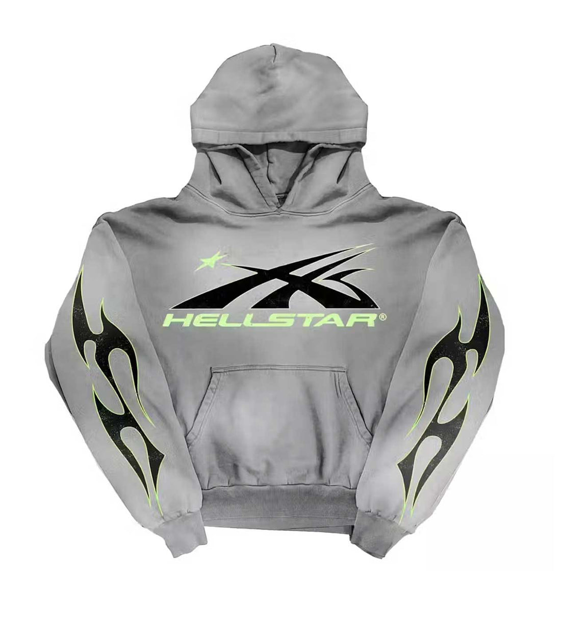 Product Image Of Hellstar Sport Logo Hoodie Faded Grey Front View