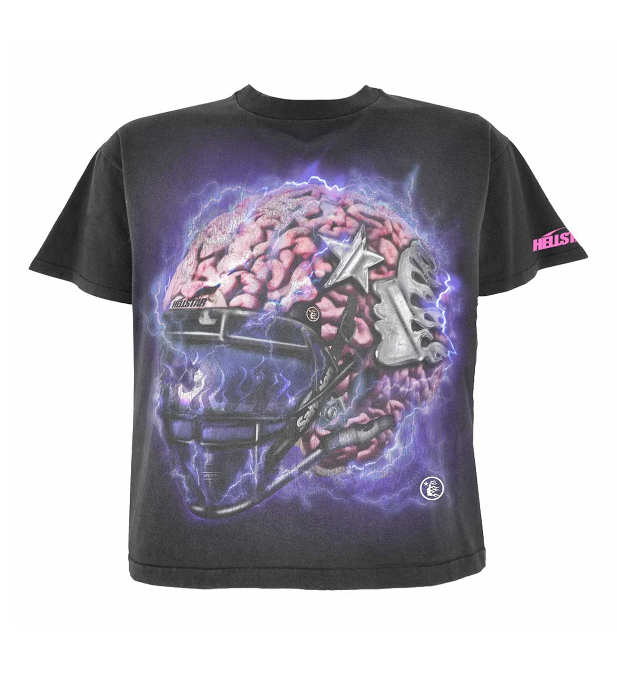 Product Image Of Hellstar Studios Brain Helmet Tee Grey Front