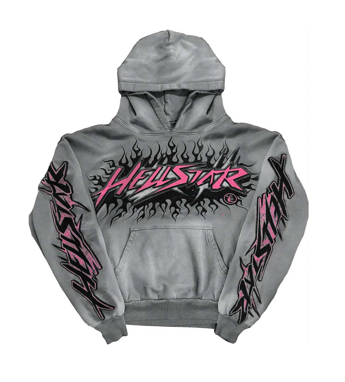 Hellstar Studios Future Flame Hoodie Grey/Pink Front