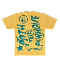 Product Image of Hellstar Studios Jesus Emblem Yellow Gold Tee Back View