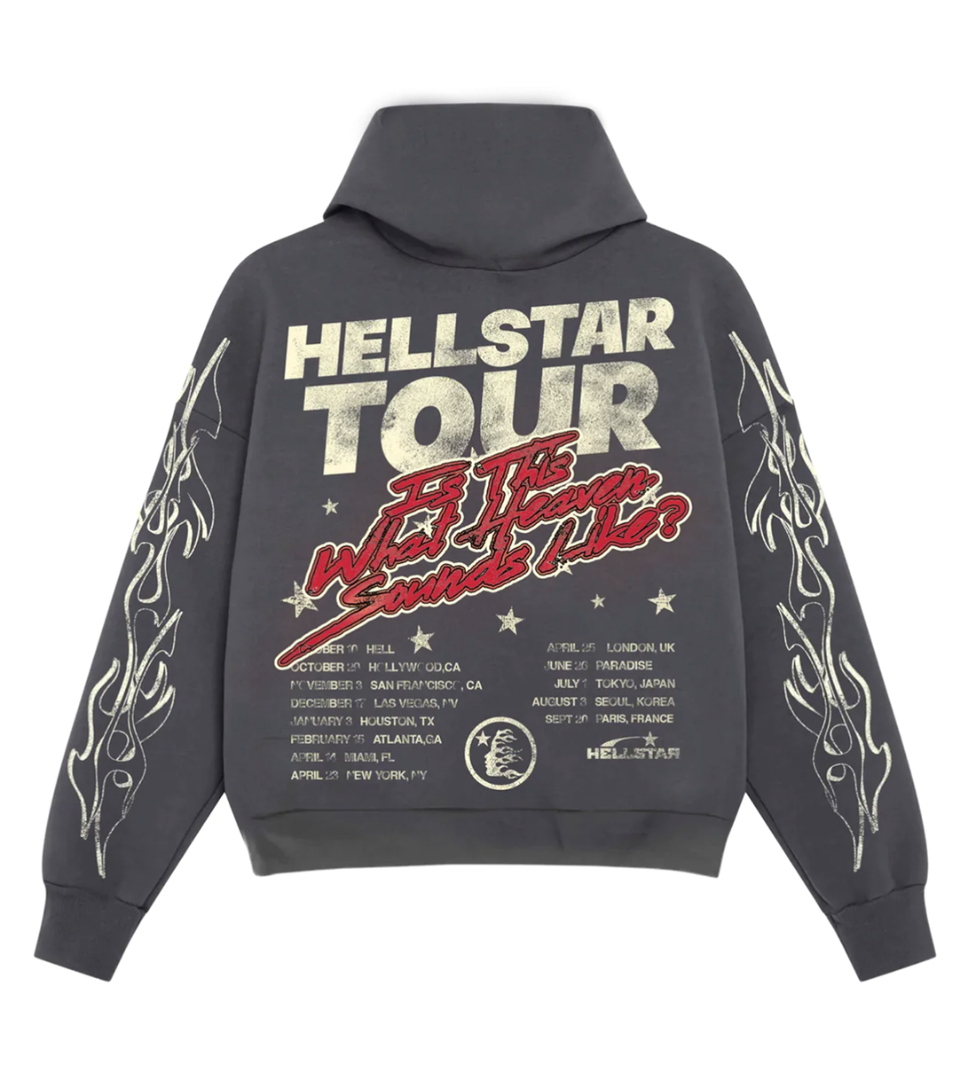 Hellstar Studios Capsule 9.0 Tour Records Faded Black Hoodie, Back View 