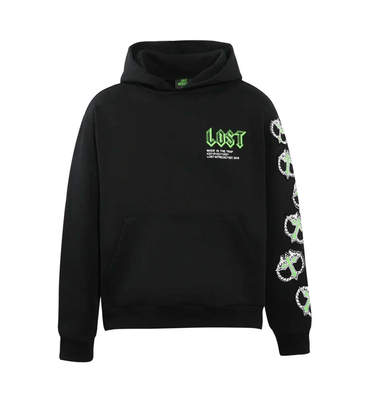 Lost Intricacy Mitt Hoodie Black/Green – Restock AR