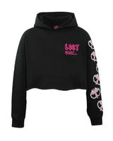 Lost Intricacy Women's Cropped Mitt Hoodie Black/Pink
