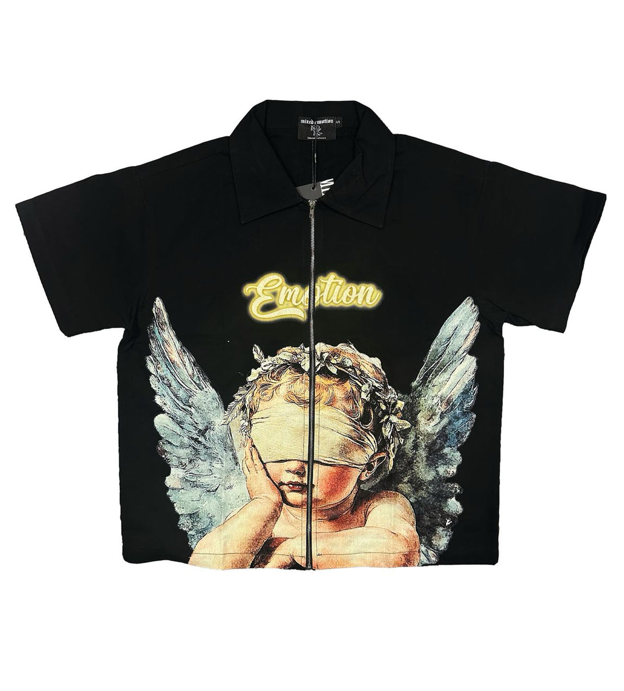 Mixed Emotions Blinded Zip Up Shirt Black – Restock AR