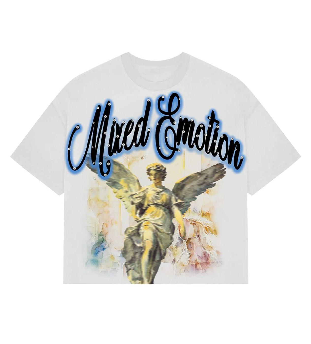 Mixed Emotions Blue Rhinestone Cropped Tee White – Restock AR
