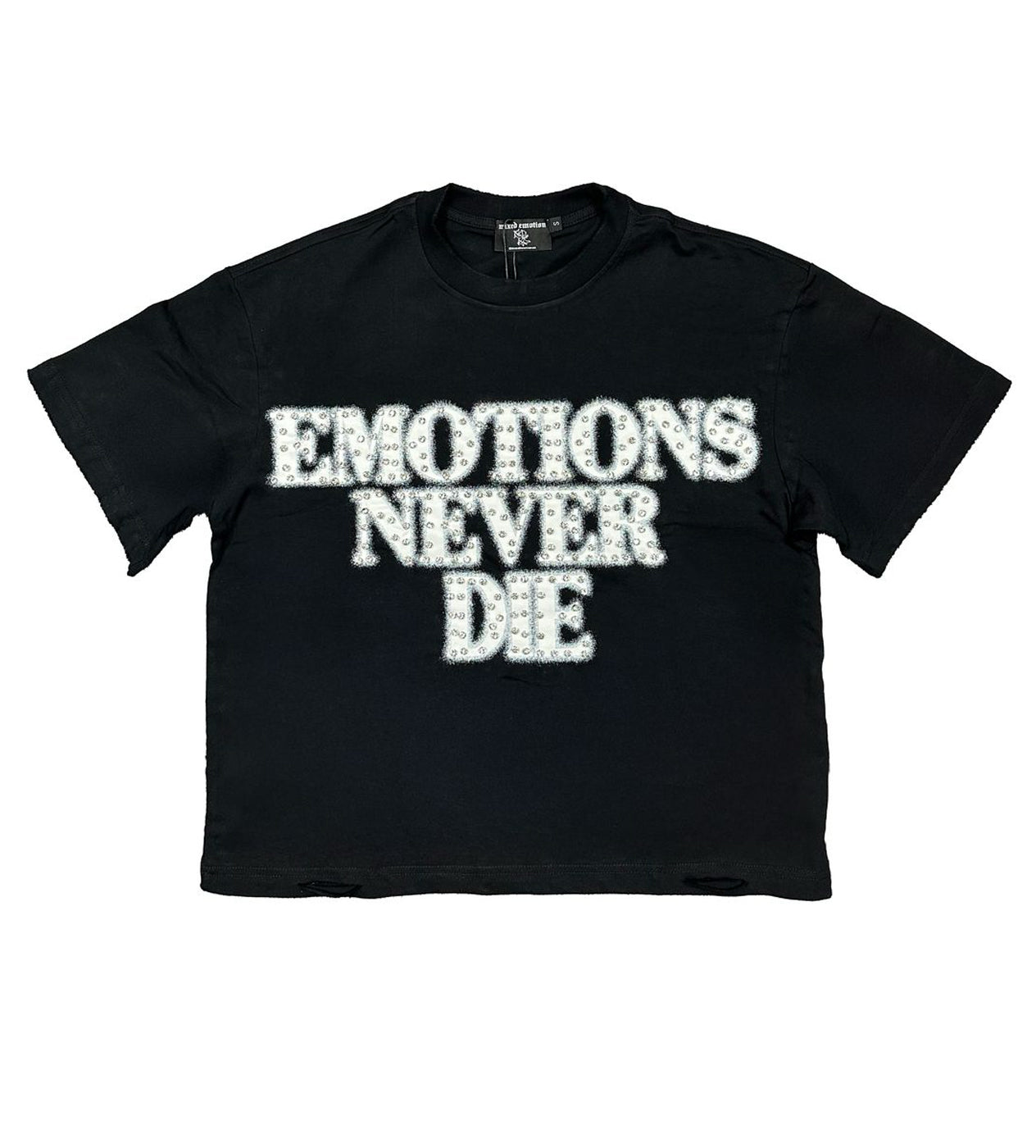 Mixed Emotions End Rhinestone Tee Black