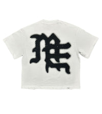 Mixed Emotions End Rhinestone Tee White