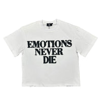 Mixed Emotions End Rhinestone Tee White