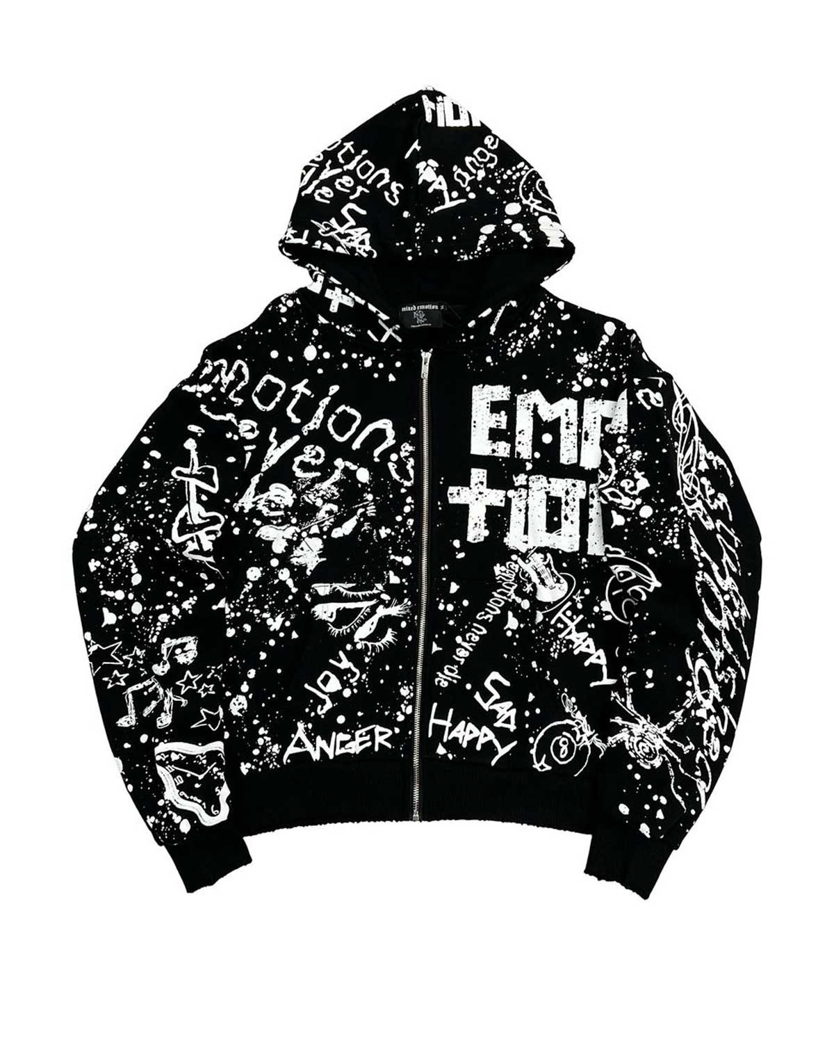 Mixed Emotions Graffiti Zip Up Hoodie Black – Restock AR