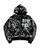 Mixed Emotions Graffiti Zip Up Hoodie Black