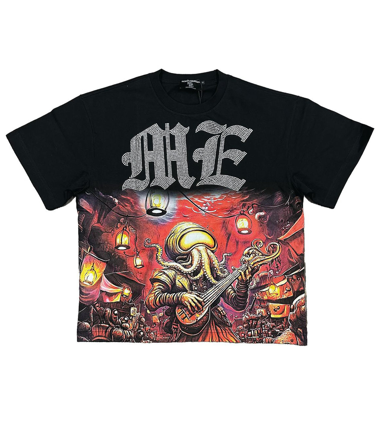 Mixed Emotions Octopus Rhinestone Tee Black