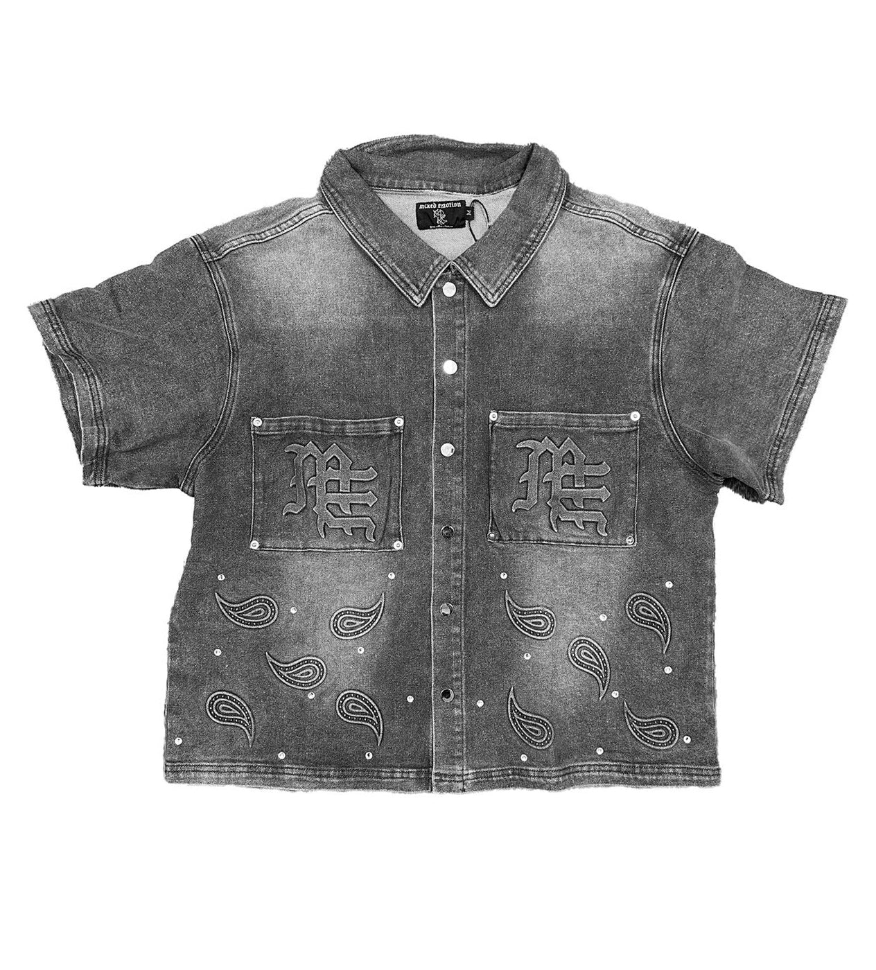 Mixed Emotions Paisley Denim Shirt Black