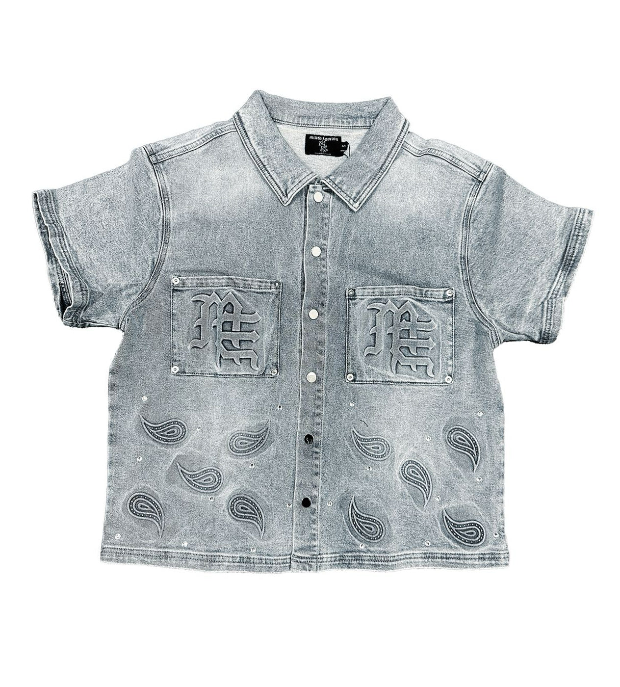 Mixed Emotions Paisley Denim Shirt Blue