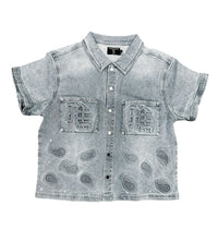 Mixed Emotions Paisley Denim Shirt Blue