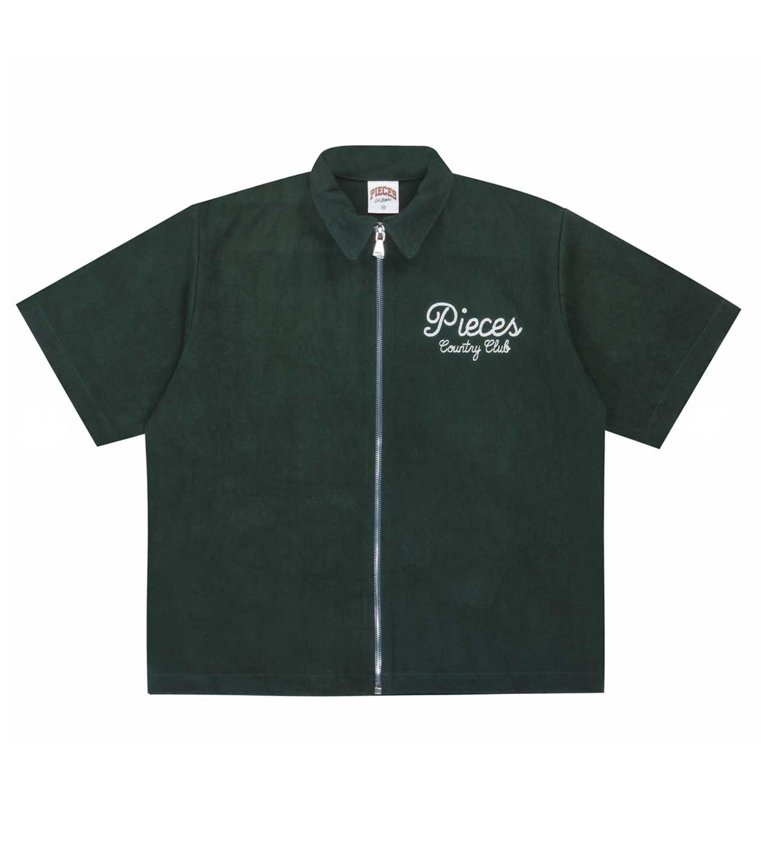 Product Image Of Pieces Country Club Zip-Up Shirt Forrest Green Front