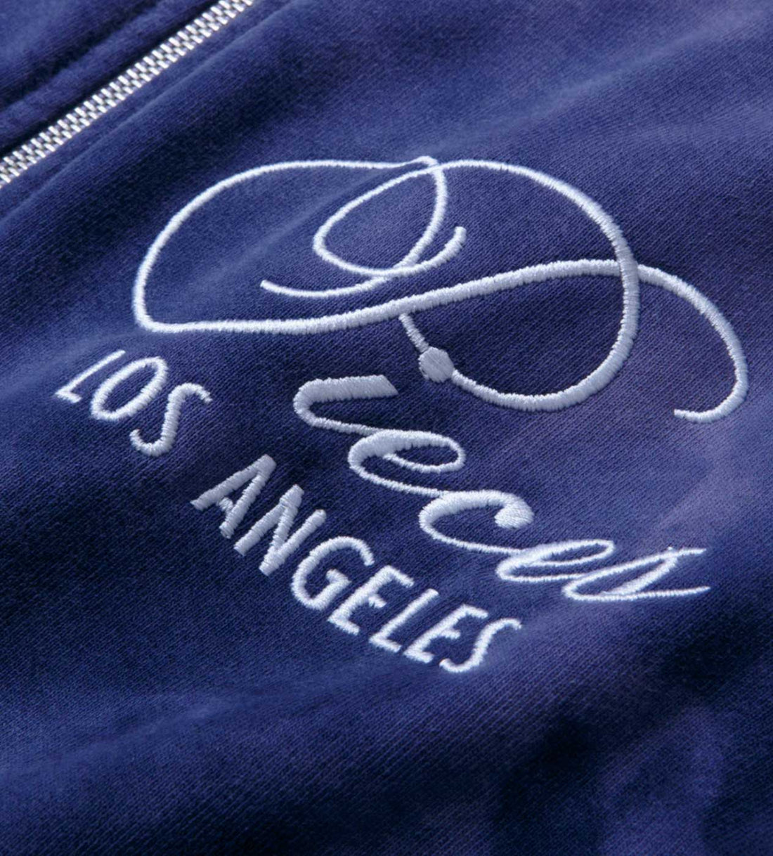 Product Image Of Pieces Sun Faded Zip Up Sweatshirt Midnight Navy Front Logo View