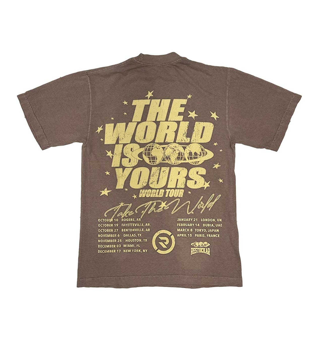 Restock AR The World Is Yours Tee Brown back view