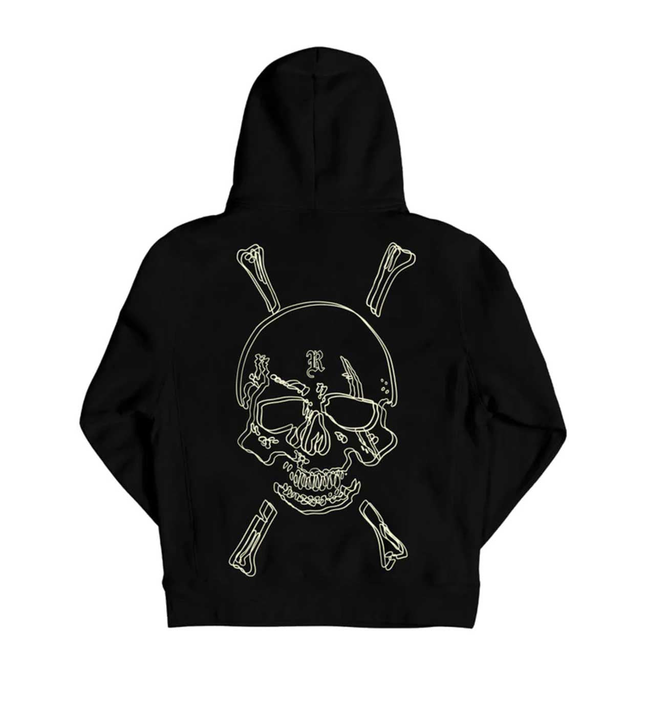 Revenge Crossbones Hoodie Black Back View