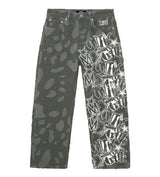 Revenge Graffiti Distressed Boro Denim Pant Grey