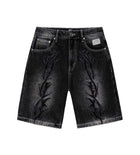 Revenge Thorn Denim Shorts Black