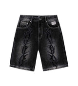 Revenge Thorn Denim Shorts Black