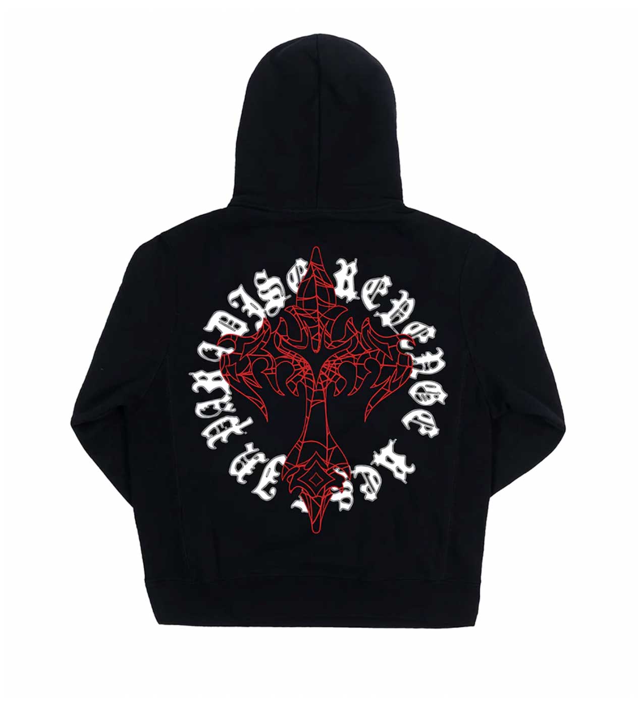 Revenge Web Cross Black Hoodie Back View