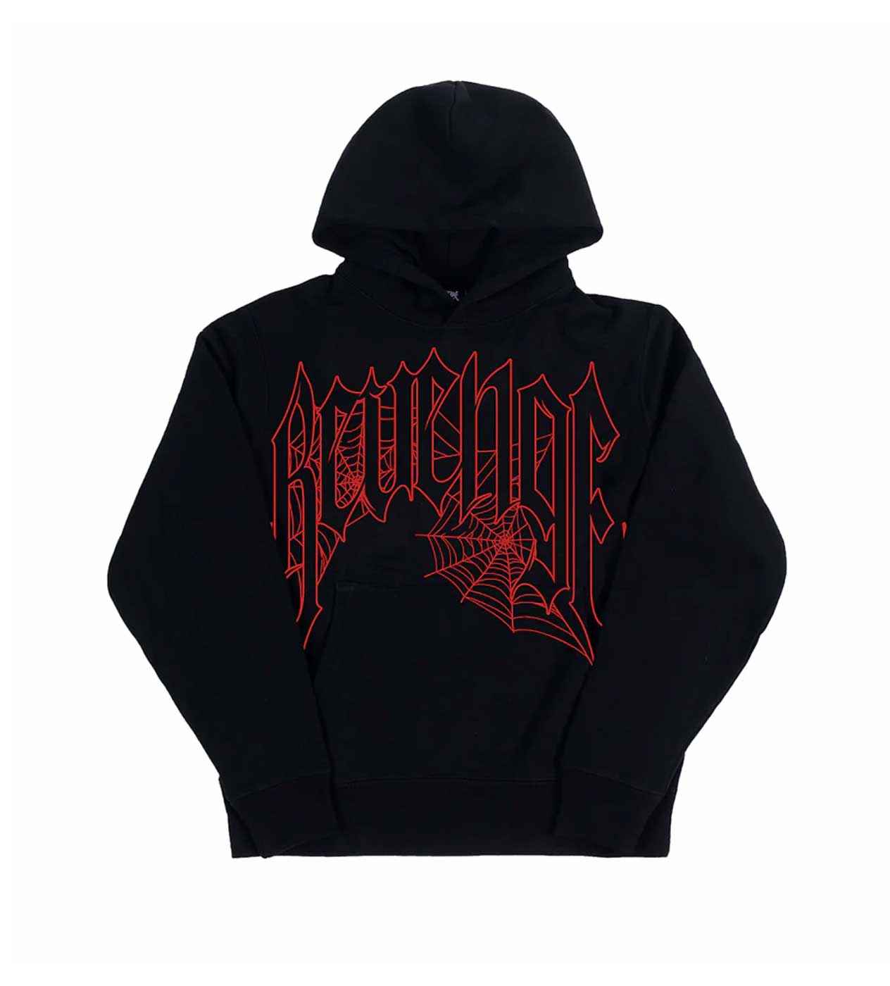 Revenge Web Cross Black Hoodie Front View