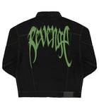 Revenge Green Embroidered Logo Denim Jacket Black