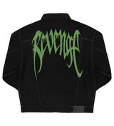 Revenge Green Embroidered Logo Denim Jacket Black