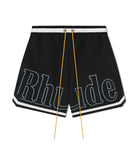 Rhude Logo Basketball Swim Shorts Black/White/Blue