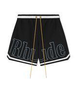 Rhude Logo Basketball Swim Shorts Black/White/Blue