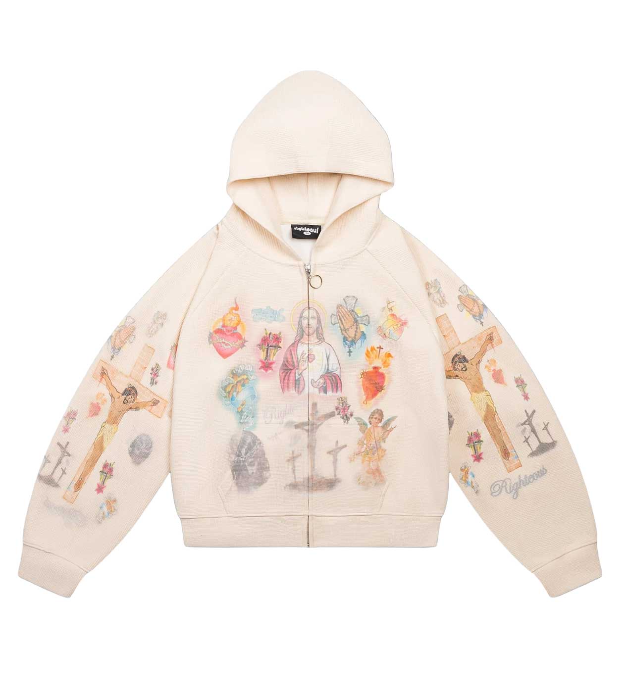 トップス We Are Righteous UltimateSacrifice setup Righteous Ultimate Sacrifice Thermal Zip Up Cream – Restock AR