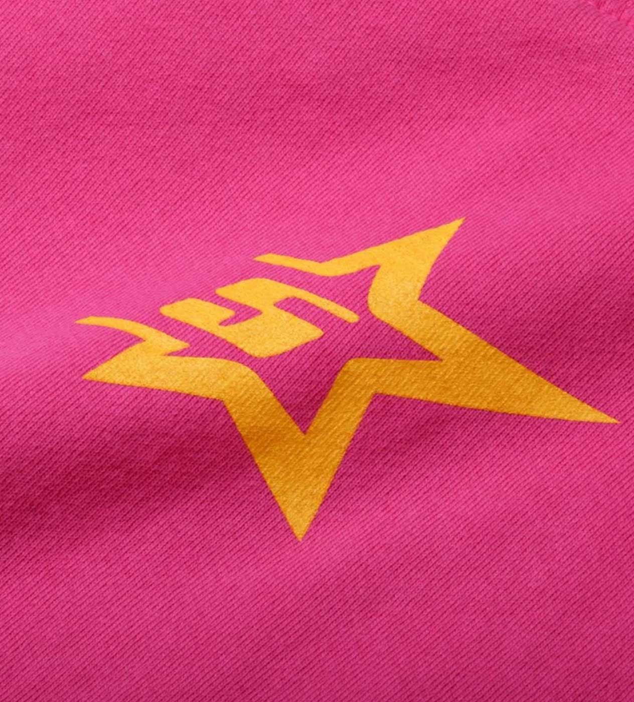 Product Image Of Sp5der P*nk Web Hoodie Pink Close Up View Back
