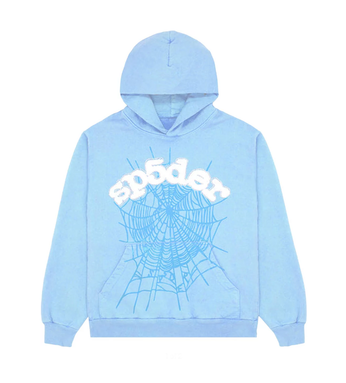 Product Image Of Sp5der Hoodie Light Blue Front View