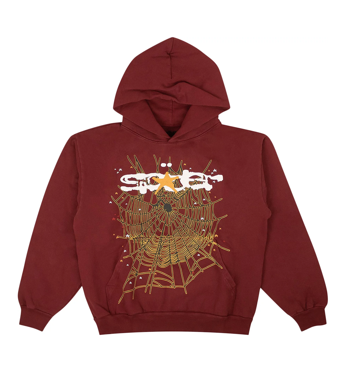 Product Image of Sp5der Logo Hoodie Maroon Front View