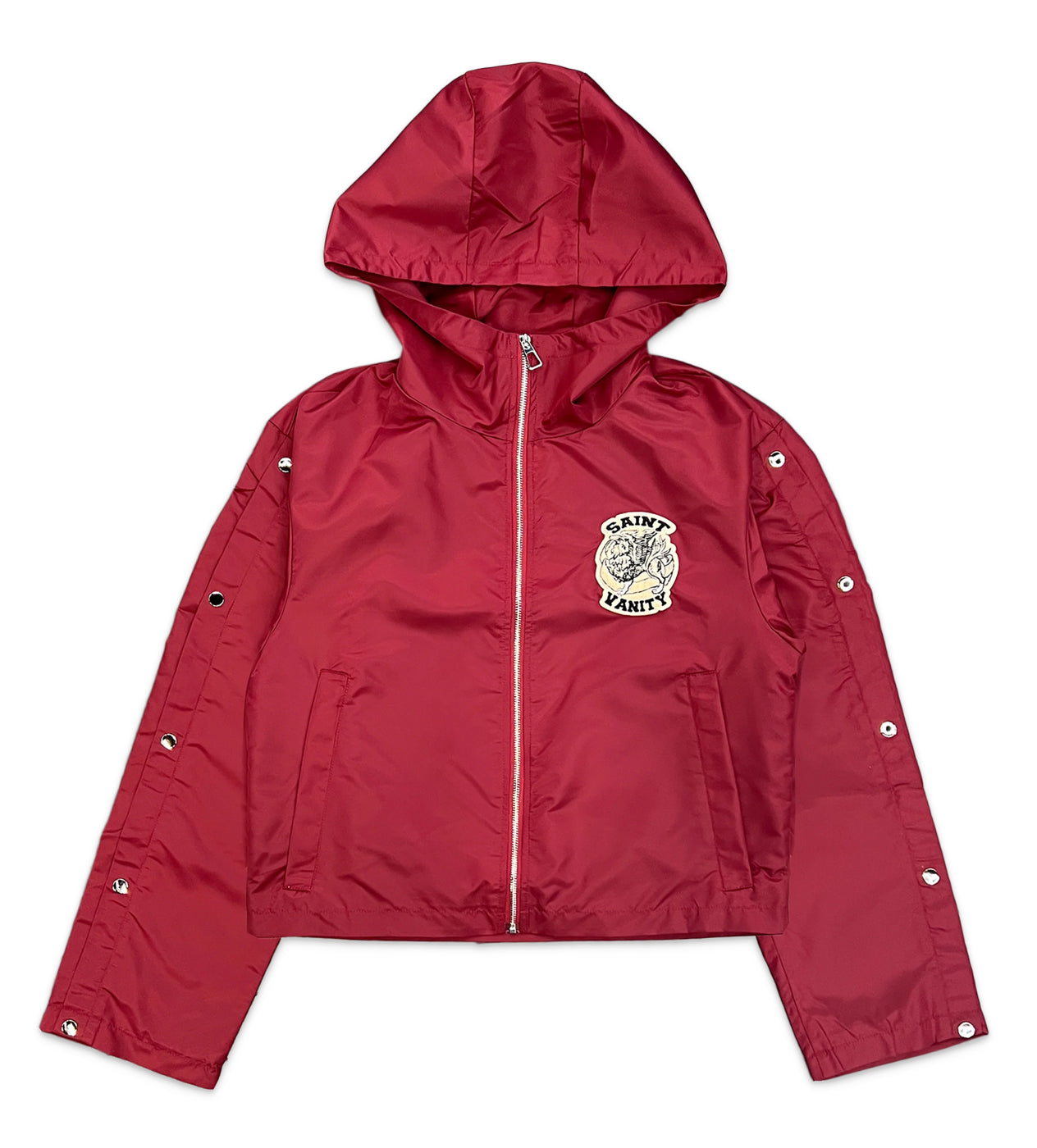 Saint Vanity Nylon Long Sleeve Zip Up Hoodie Red – Restock AR