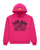 Sp5der Angel Number Hoodie Pink