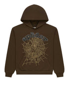 Sp5der OG Web Rhinestone Hoodie Brown
