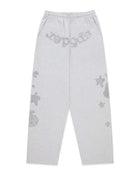 Sp5der Rhinestone Beluga V2 Wide Leg Sweatpants Heather Grey