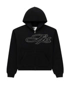 Sp5der Rhinestone Script Zip Up Hoodie Black