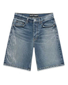 Sp5der Script Web Denim Shorts Indigo Blue