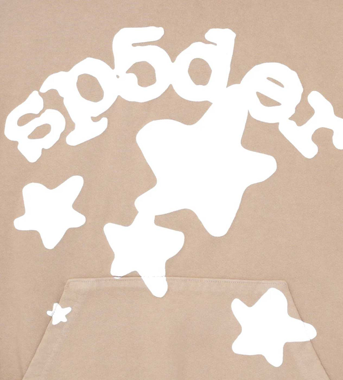 Sp5der Worldwide Beluga Brown Hoodie Close Up Front logo