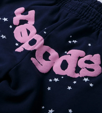 Product Image Of Sp5der Atlanta Sweatpants Navy Close Up Logo View