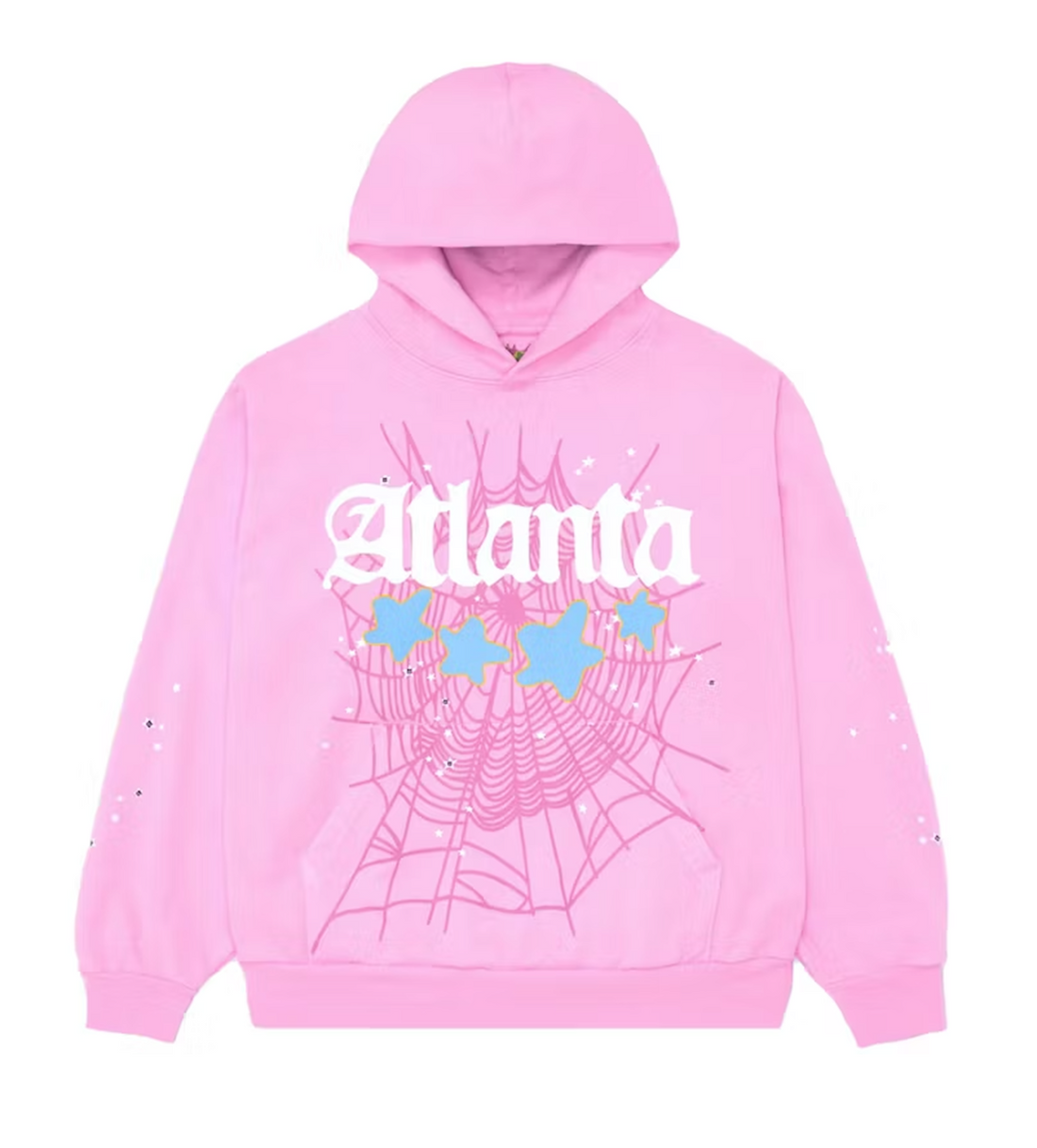 Product Image Of Sp5der Pink Atlanta Hoodie Front View 