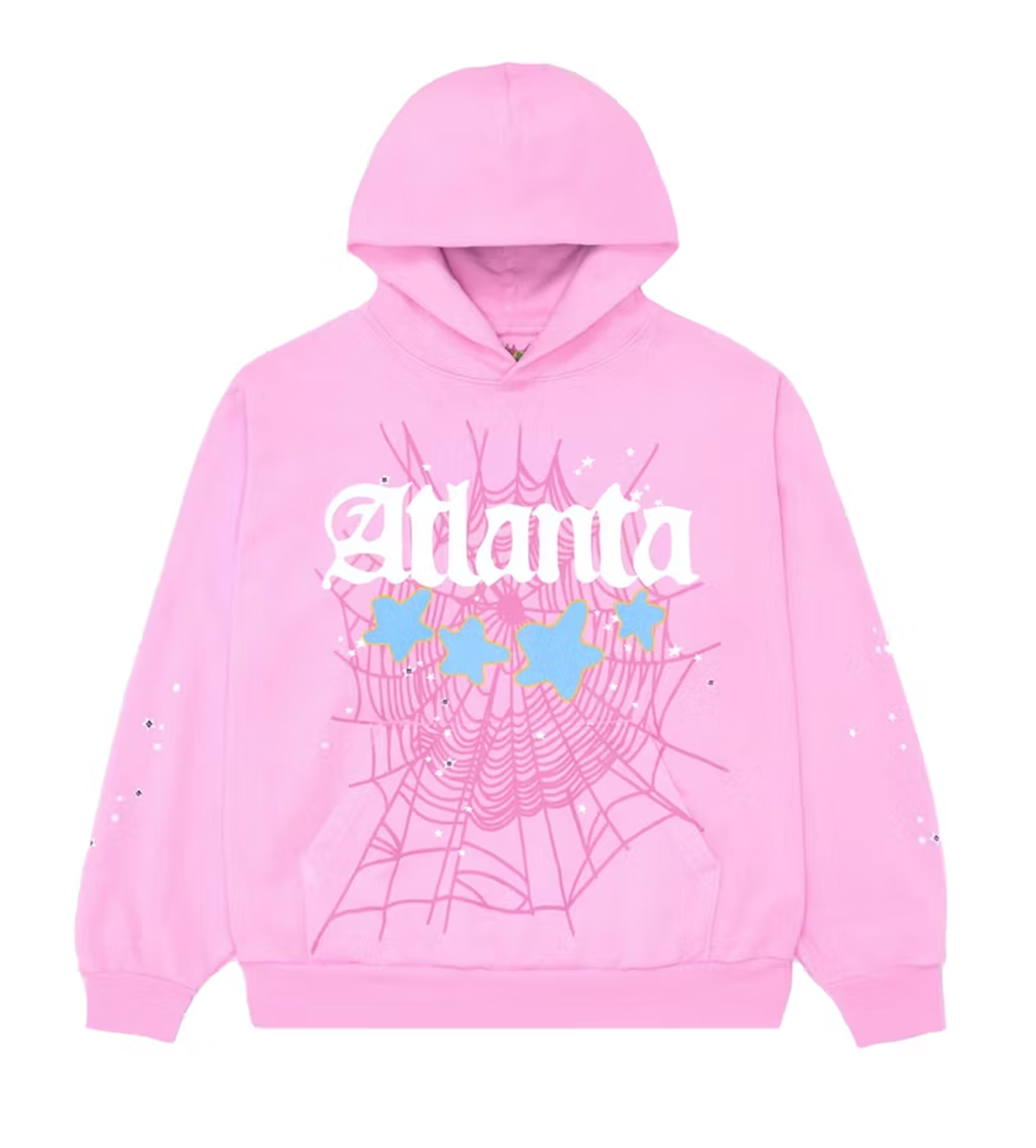 Product Image Of Sp5der Pink Atlanta Hoodie Front View