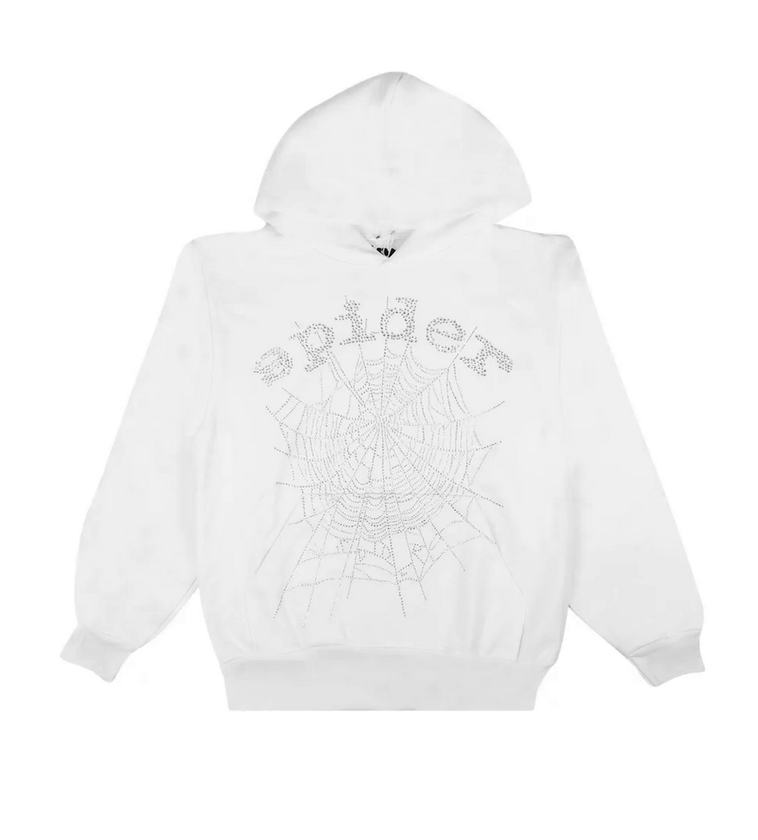 Product Image Of Sp5der OG Rhinestone Hoodie White Front View