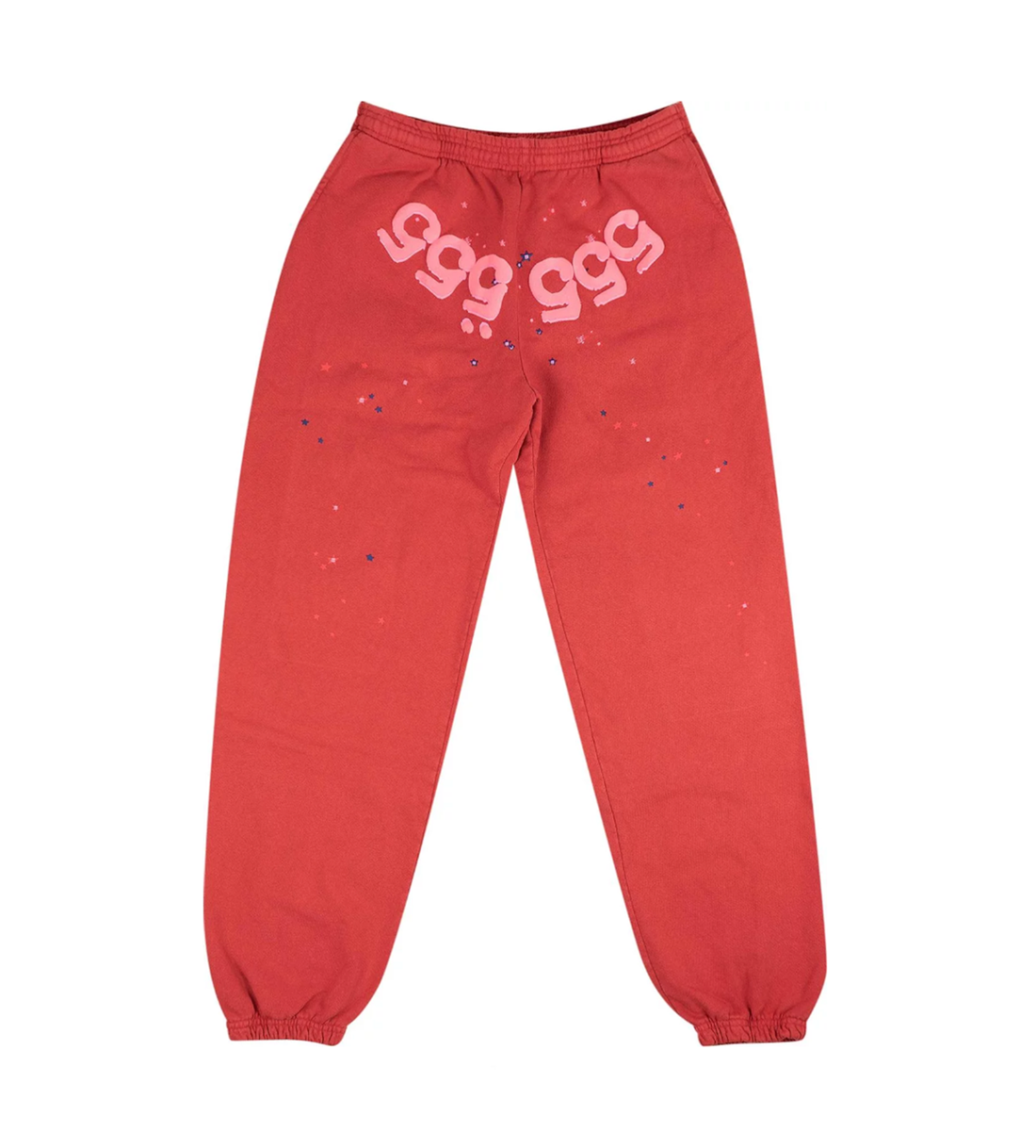 Product Image Of Sp5der 555 Angel Number Sweatpants Red Front View