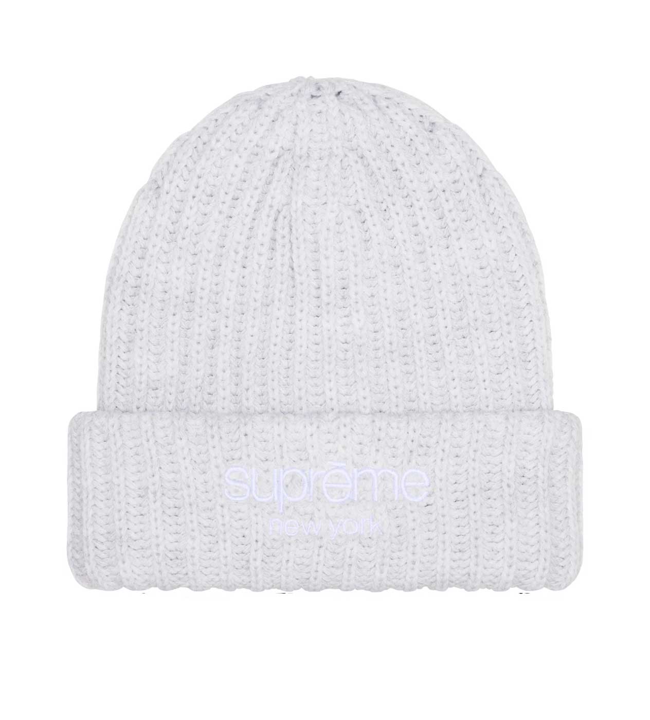 Supreme Chunky Rib Classic Logo Beanie Ash Grey – Restock AR