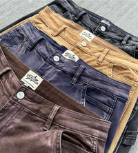 Triple Sevens Flared Jeans Khaki Side View